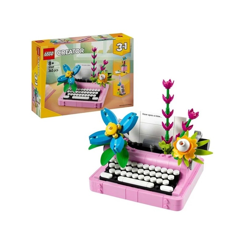 Schreibmaschine mit Blumen