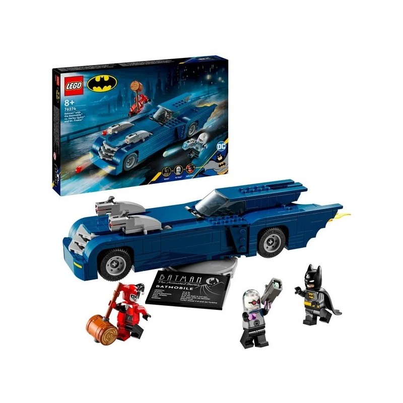 Batman im Batmobil vs. Harley Quinn und Mr. Freeze
