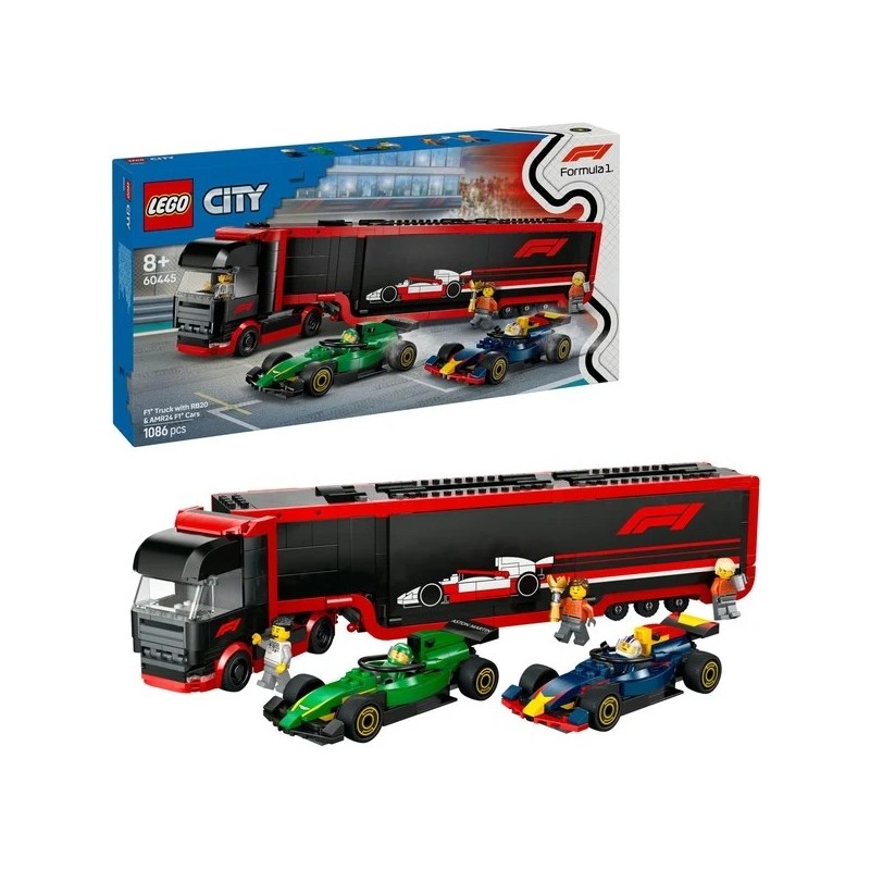 F1 Transporter mit RB20 & AMR24 F1 Rennautos