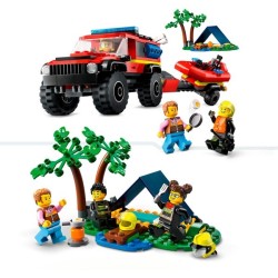 Feuerwehrgeländewagen mit Rettungsboot