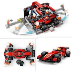F1 Boxenstopp mit Boxencrew und Ferrari Flitzer