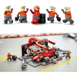 F1 Boxenstopp mit Boxencrew und Ferrari Flitzer