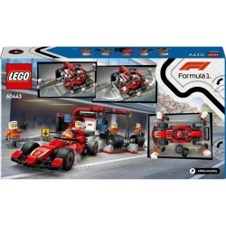 F1 Boxenstopp mit Boxencrew und Ferrari Flitzer