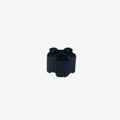 92947 Brick Round 2x2 with Axle Hole and Grille  Fluted Profile - Black