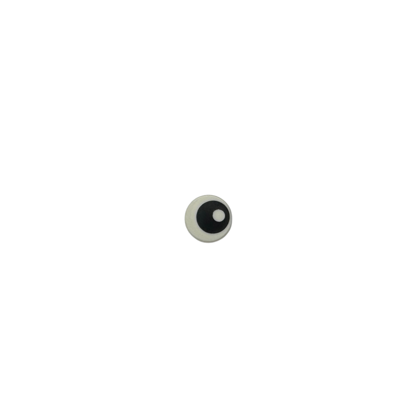 98138pb007 Tile Round 1x1 with Black Eye with Pupil Pattern - White