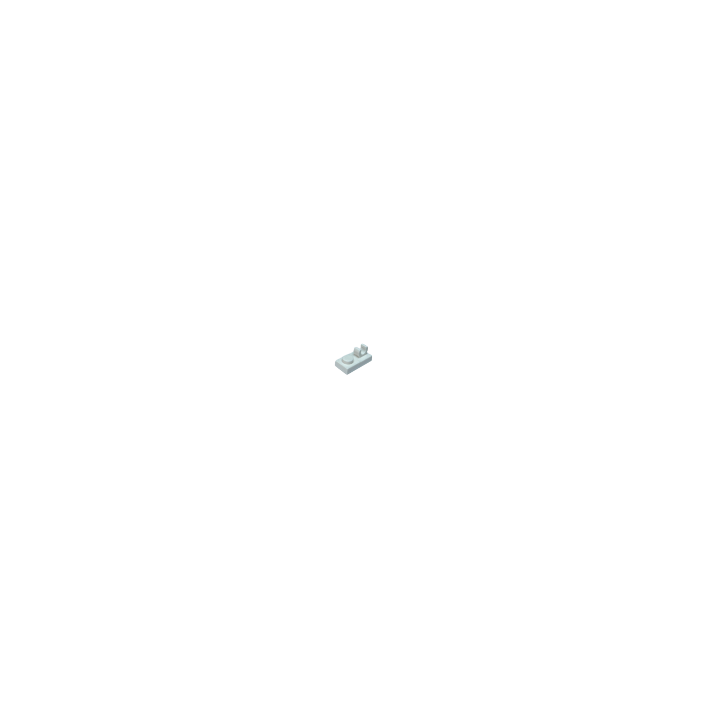 44861 Plate Modified 1x2 with Open O Clip on Top - White