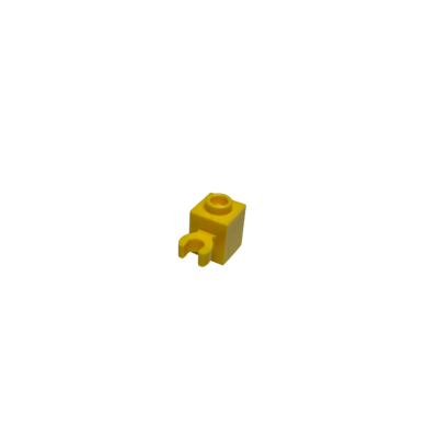 60475b Brick Modified 1x1 with Open O Clip (Vertical Grip) Hollow Stud - Yellow