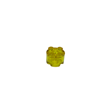 3941 Brick Round 2x2 with Axle Hole - Trans-Yellow