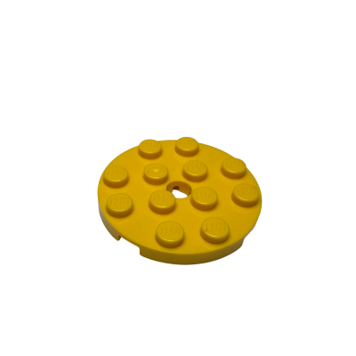 60474 Plate Round 4x4 with Hole - Yellow