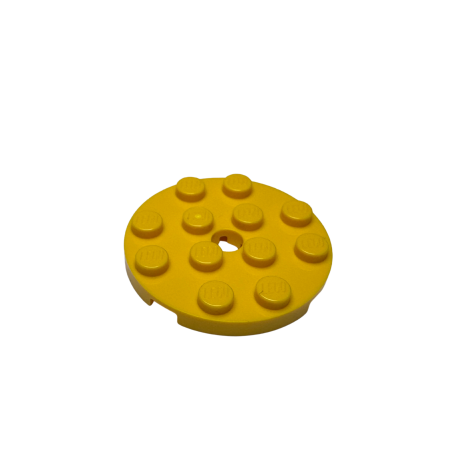 60474 Plate Round 4x4 with Hole - Yellow