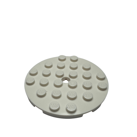 11213 Plate Round 6x6 with Hole - White