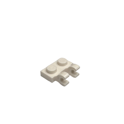 60470b Plate Modified 1x2 with 2 Open O Clips (Horizontal Grip) - White