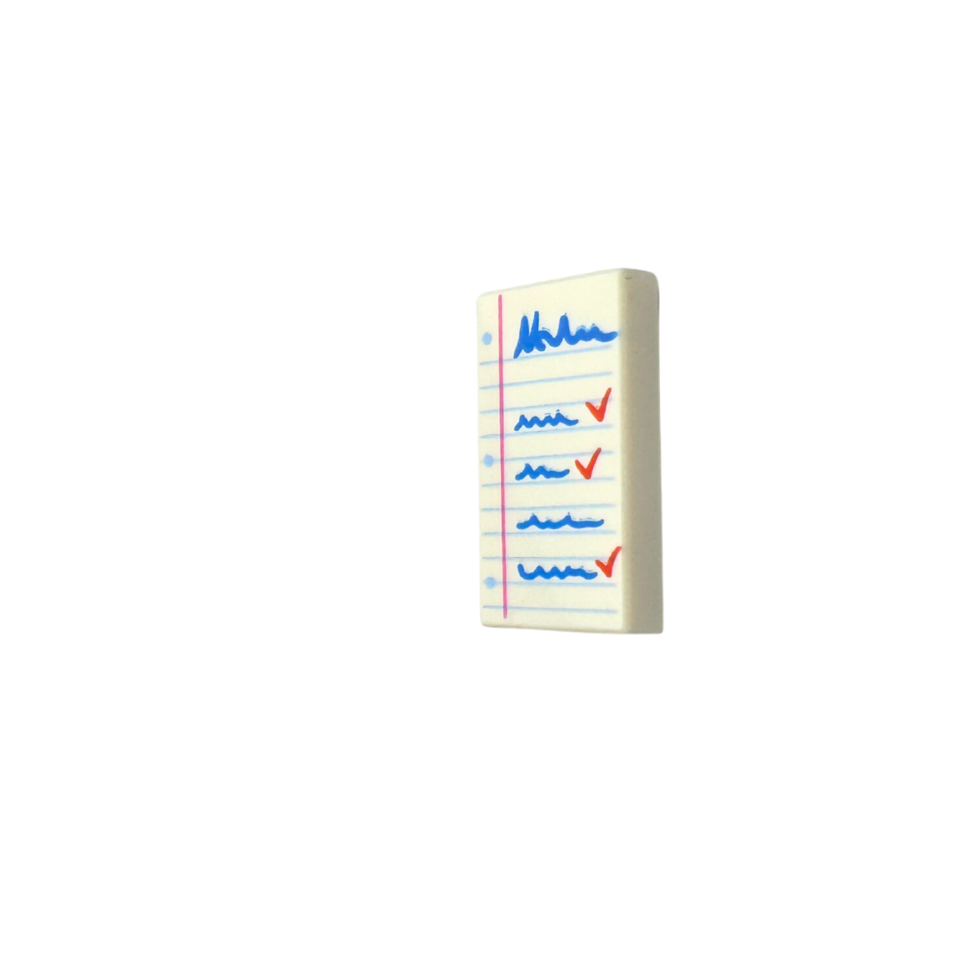 3069pb0990 Tile 1x2 with Notepad Pattern  - White