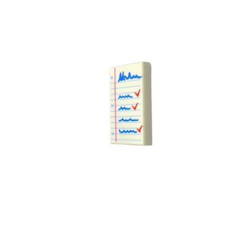 3069pb0990 Tile 1x2 with Notepad Pattern  - White