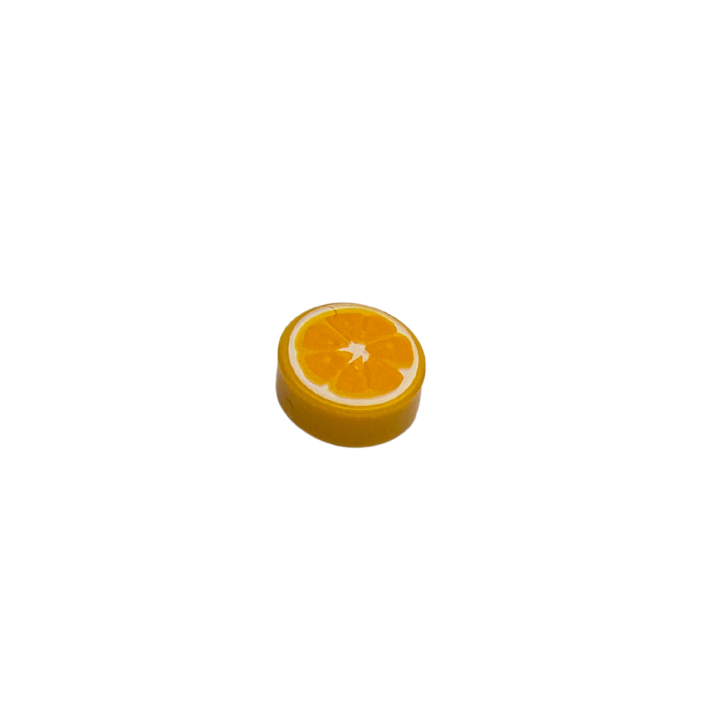 98138pb262 Tile Round 1x1 with Orange Fruit Slice Pattern - Bright Light Orange