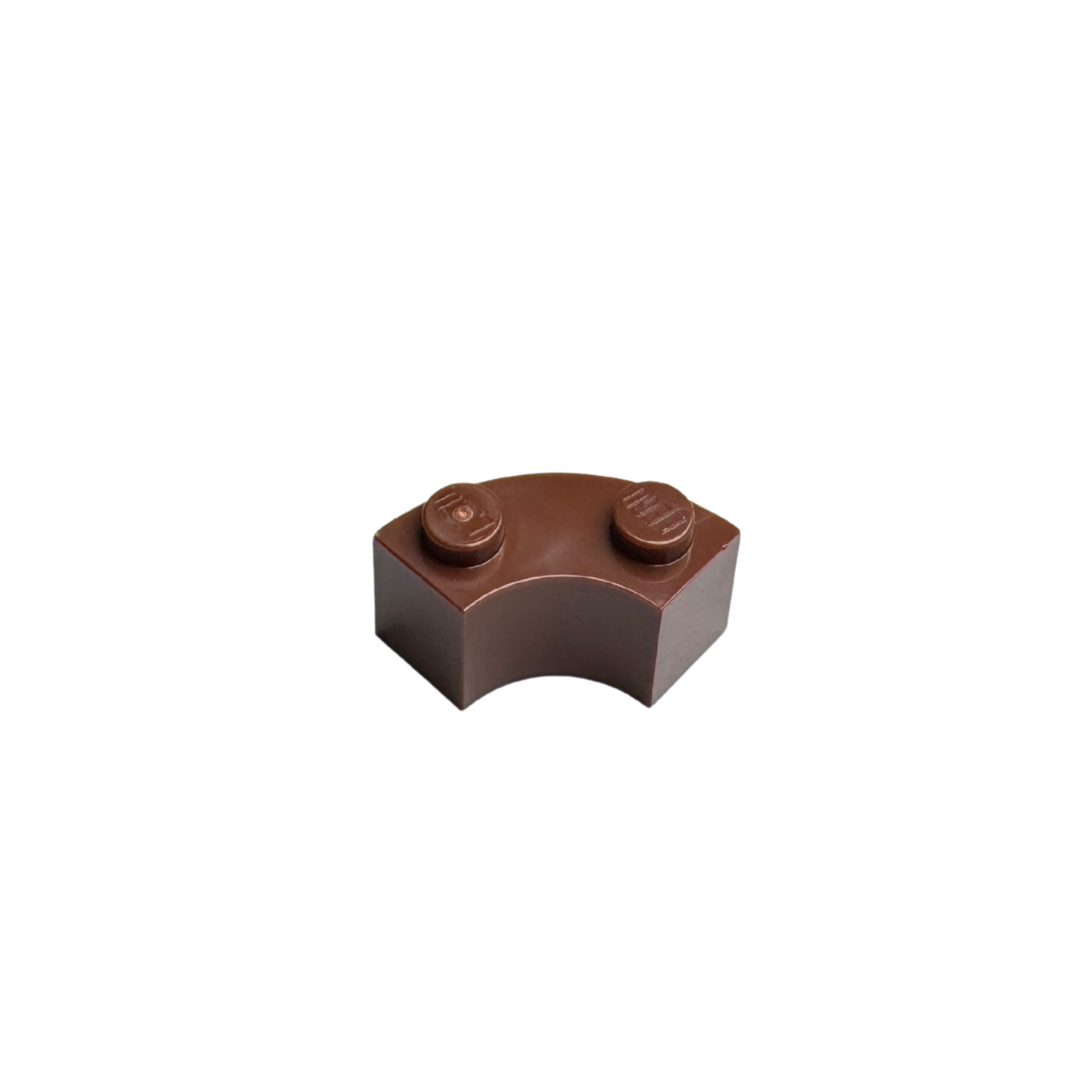 85080 Brick Round Corner 2x2 Macaroni with Stud Notch and Reinforced Underside - Reddish Brown