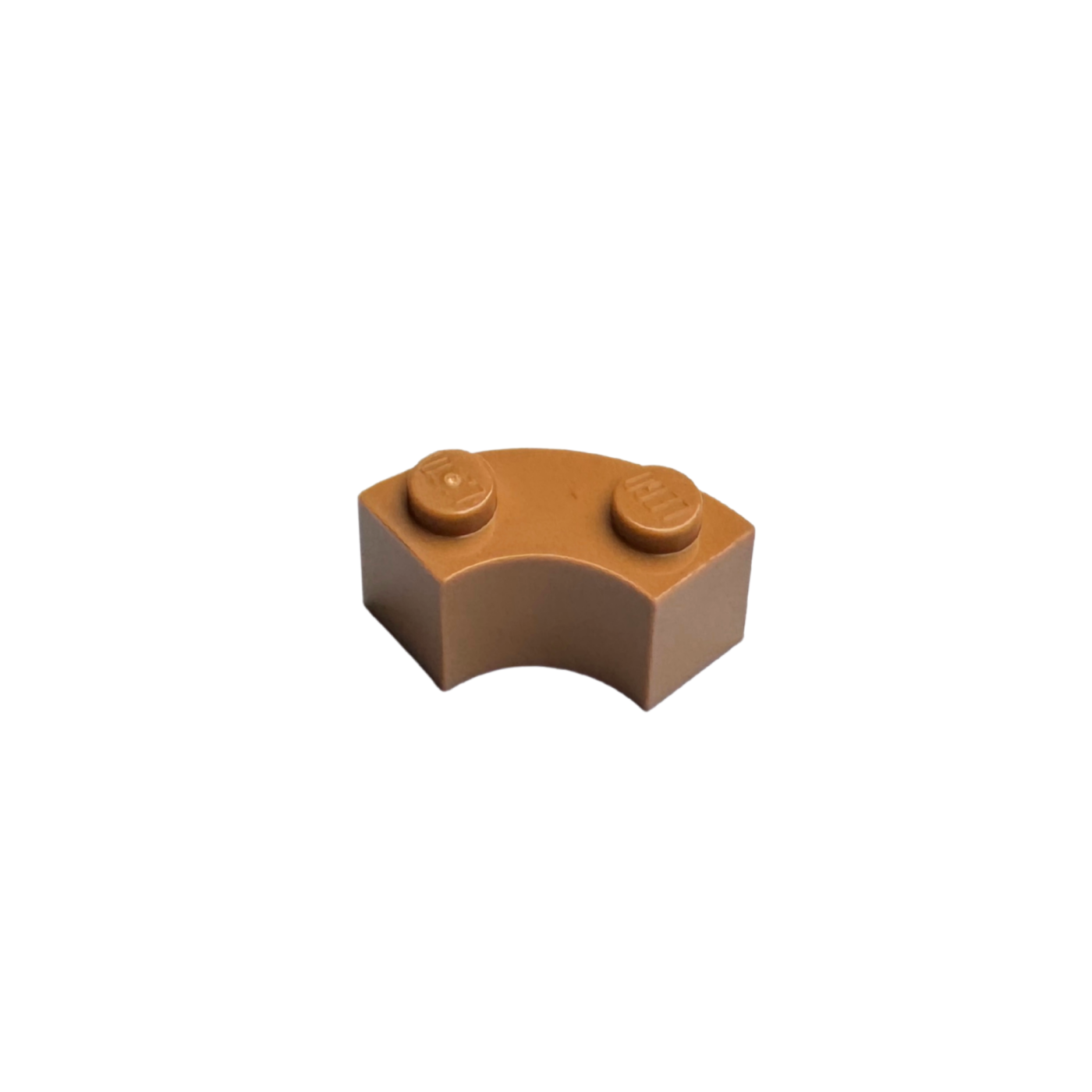 85080 Brick Round Corner 2x2 Macaroni with Stud Notch and Reinforced Underside - Medium Nougat