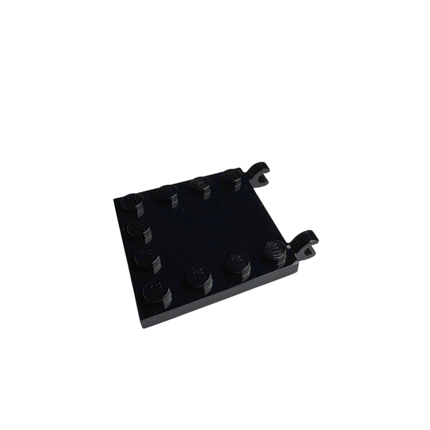 66252 Tile Modified 4x4 with Studs on Edges and 2 Open O Clips (Horizontal Grip) - Black
