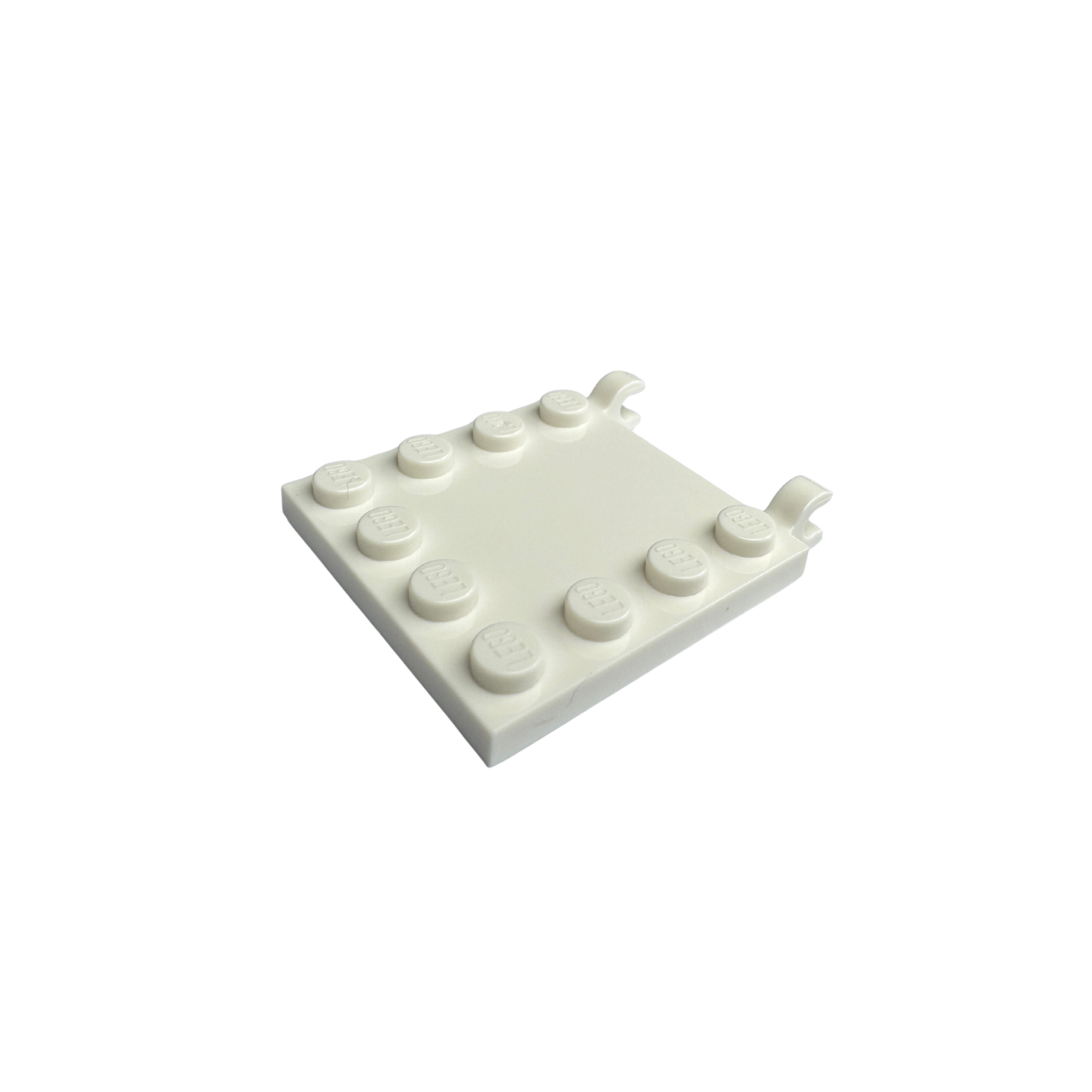 66252 Tile Modified 4x4 with Studs on Edges and 2 Open O Clips (Horizontal Grip) - White