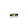3069pb0785 Tile 1x2 with Red and Yellow Controls and Two White Squares on Left Pattern - White