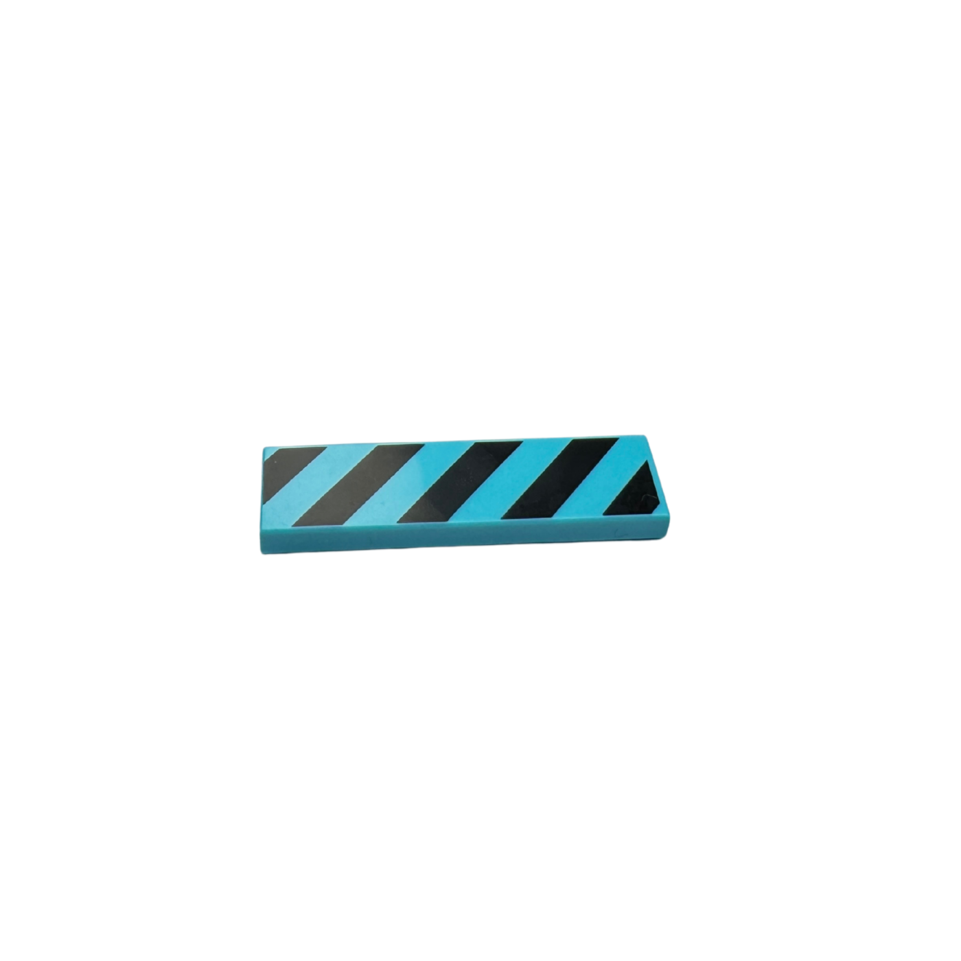 2431pb0725 Tile 1x4 with 5 Black Danger Stripes (No Black Corners) Pattern - Medium Azure